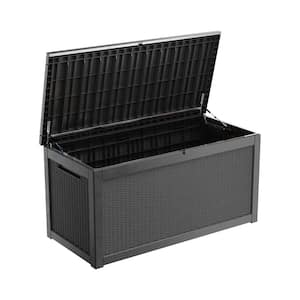 260 Gal. Waterproof Lockable Resin Large Outdoor Deck Box for Patio Furniture, Patio Cushions, Gardening Tools, Black