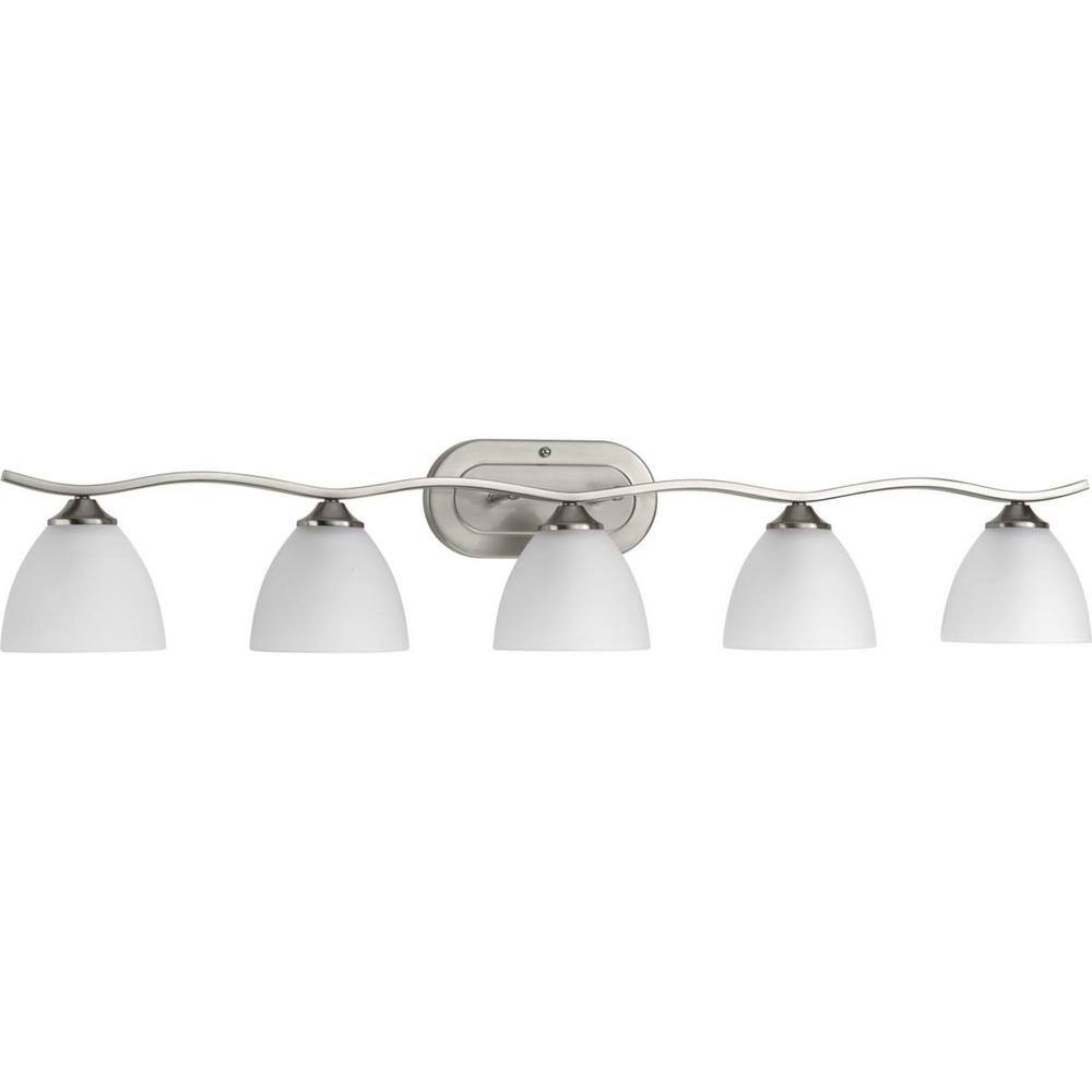 Laird Brushed Nickel 5-Light Bath Vanity with Glass Shades