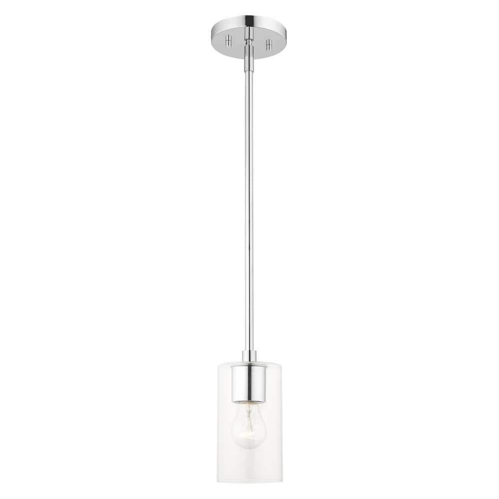Zurich Polished Chrome Clear Glass Modern 1-Light Pendant