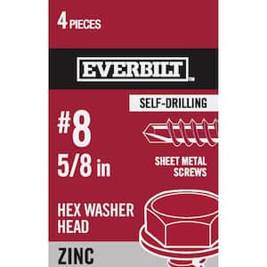 #8 x 5/8 in. Zinc-Plated Steel Hex Head Sheet Metal Screw (4-Pack)