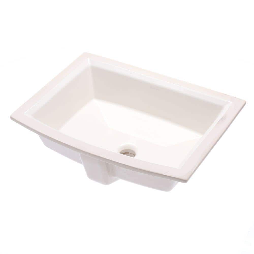 Biscuit Ceramic Rectangular Undermount Bathroom Sink