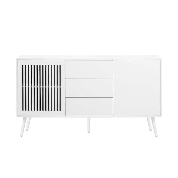 Unbranded White 31.8 in. H U-Style Storage Cabinet for Living Rooms Desk, Studies and Entrances
