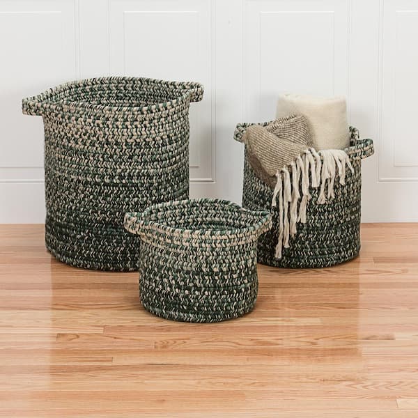 Colonial Mills Monet Ombre 12 in. x 12 in. x 10 in. Green Round Polypropylene Braided Basket