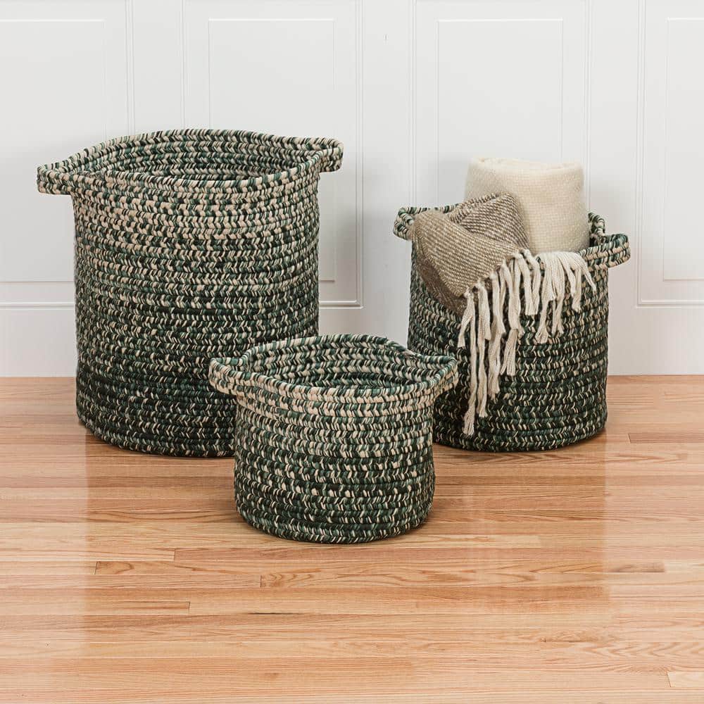 Monet Ombre 16 in. x 16 in. x 20 in. Green Round Polypropylene Braided Bask