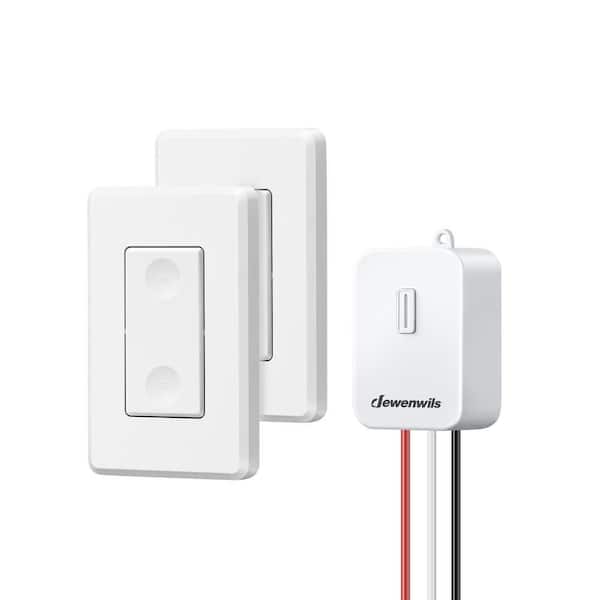 3-Way Wireless Light Switch Kit, 2-Remote Switches Control 1 On/Off 15amp Receiver - White