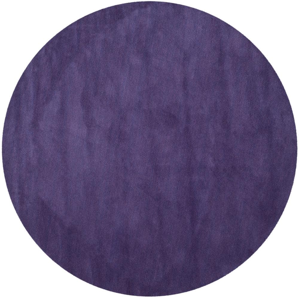 Handmade Purple Wool Round Area Rug, 4' Diameter