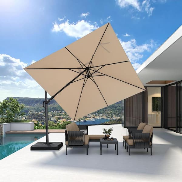 PURPLE LEAF 10 ft. Square Cantilever Umbrella Swivel Aluminum Offset ...