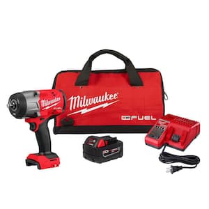 M18 FUEL 18V Lithium-Ion Brushless Cordless 1/2 in. Impact Wrench w/Friction Ring Kit w/One 5.0 Ah Battery and Bag