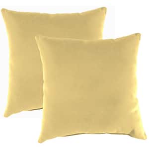 Sunbrella 16 in. x 16 in. Canvas Wheat Yellow Solid Square Knife Edge Outdoor Throw Pillows (2-Pack)