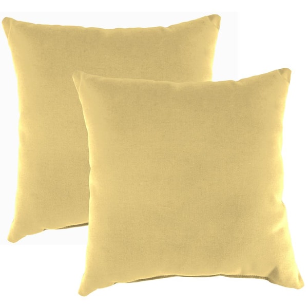 Jordan Manufacturing Sunbrella 16 in. x 16 in. Canvas Wheat Yellow Solid Square Knife Edge Outdoor Throw Pillows (2-Pack)