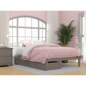 Colorado Grey Full Solid Wood Storage Platform Bed with USB Turbo Charger and 2 Drawers