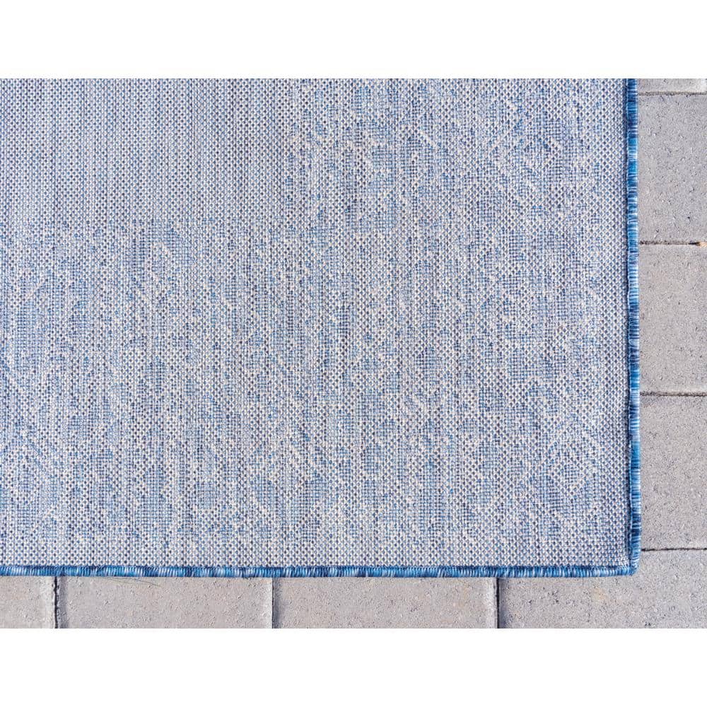 Coastal Charm Flat-Woven Blue Synthetic 5' x 8' Outdoor Rug