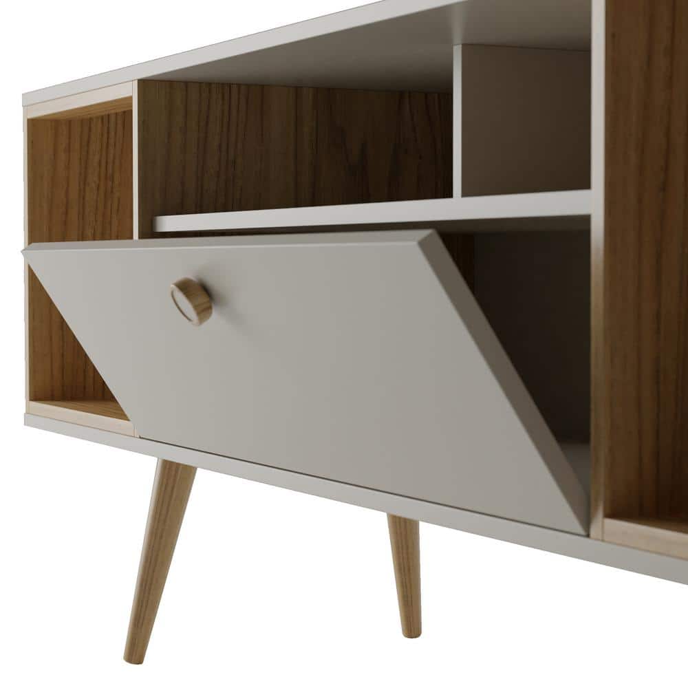 Theodore Off White and Cinnamon 63" TV Stand with Cabinet