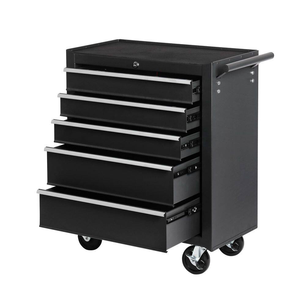 13 in. W 5-Drawer Black Rolling Tool Chest with Lock, Storage Tool Carts with Wheels, Top Cushion and Drawer Liners price history on PriceWatchPro