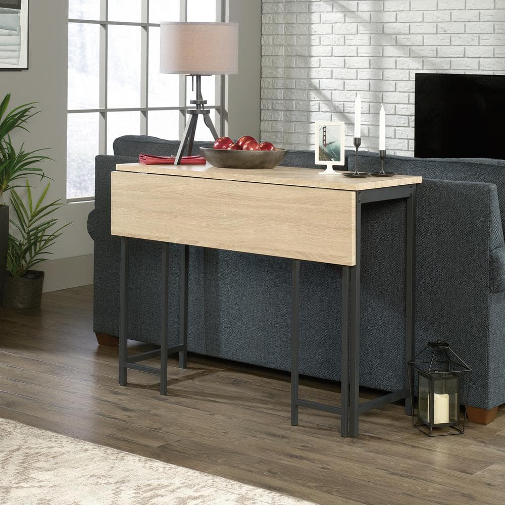 Charter Oak & Black Metal Counter Height Extendable Dining Table