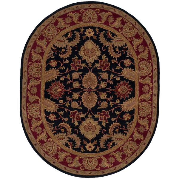 SAFAVIEH Classic Black 8 ft. x 10 ft. Oval Border Area Rug