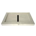 Redi Trench 34 in. x 60 in. Triple Threshold Shower Base with Center Drain and Matte Black Trench Grate