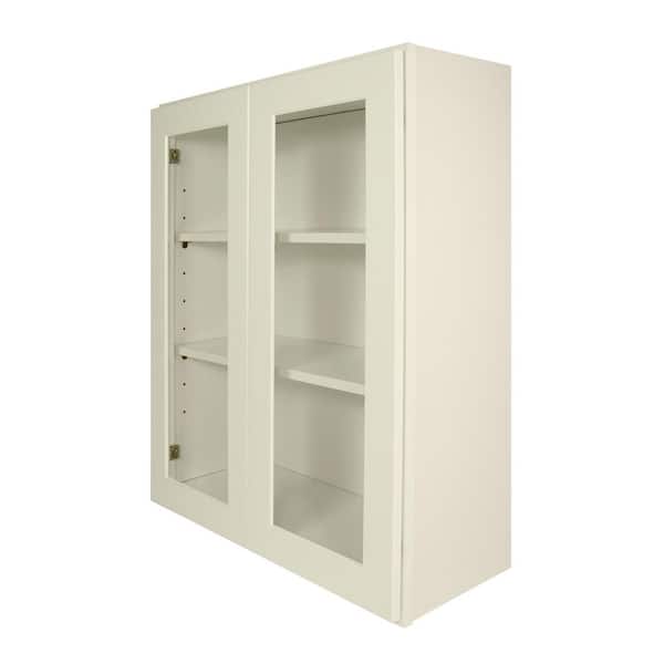 HOMEIBRO Newport Shaker Antique White Ready to Assemble Wall Cabinet with 2-Doors 3-Shelves (30 in. W x 36 in. H x 12 in. D)