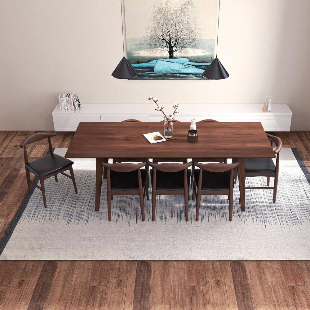 Walnut Brown Mid-Century Modern Rectangular Dining Table
