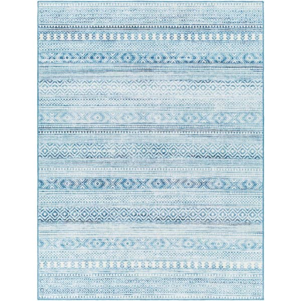 Livabliss Hera Blue Bohemian 7 ft. x 9 ft. Indoor Machine-Washable  Area Rug