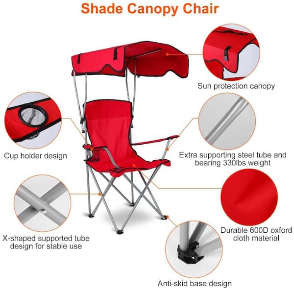ITOPFOX 330 lbs. Load Foldable Camping and Beach Canopy Chair with