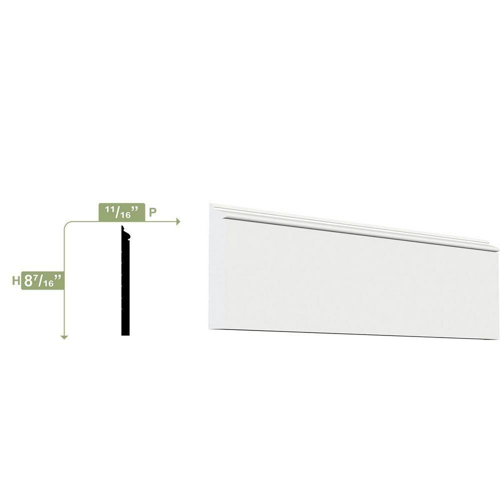 White 8.5" x 96" PVC Baseboard Moulding