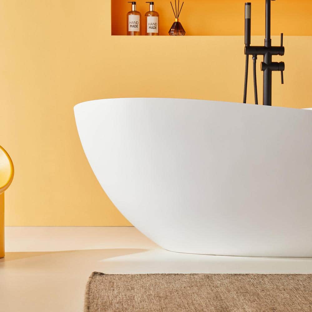 63'' White Acrylic Freestanding Soaking Bathtub