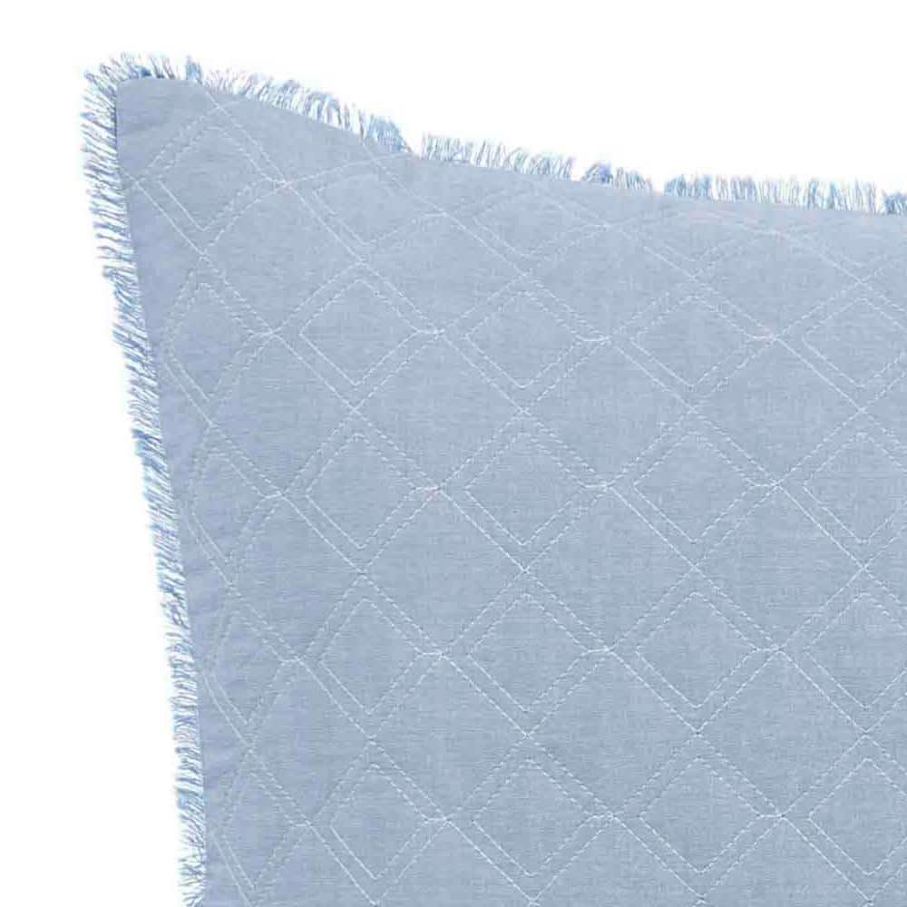 Mila Blue Embroidered Rectangular Throw Pillow 16x20