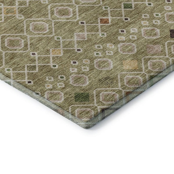 Mayfield Premium Machine Washable Abstract AMF938 Sage 3 ft. x 4 ft. Area Rug