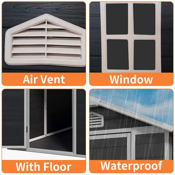 4 ft. W x 6 ft. D Plastic Shed with Side Window with Floor, Large Single-Door Sheds in Black (22 sq. ft. )