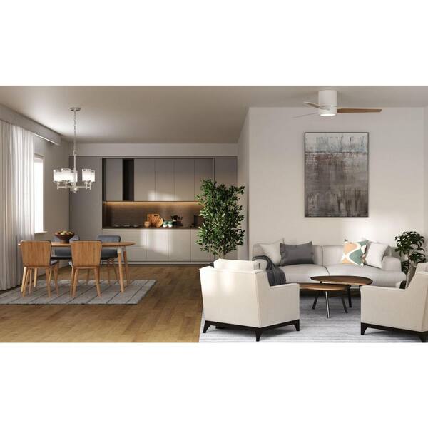 Progress Lighting Alexa Collection 5-Light Brushed Nickel Etched Linen With Clear Edge Glass Modern Chandelier Light