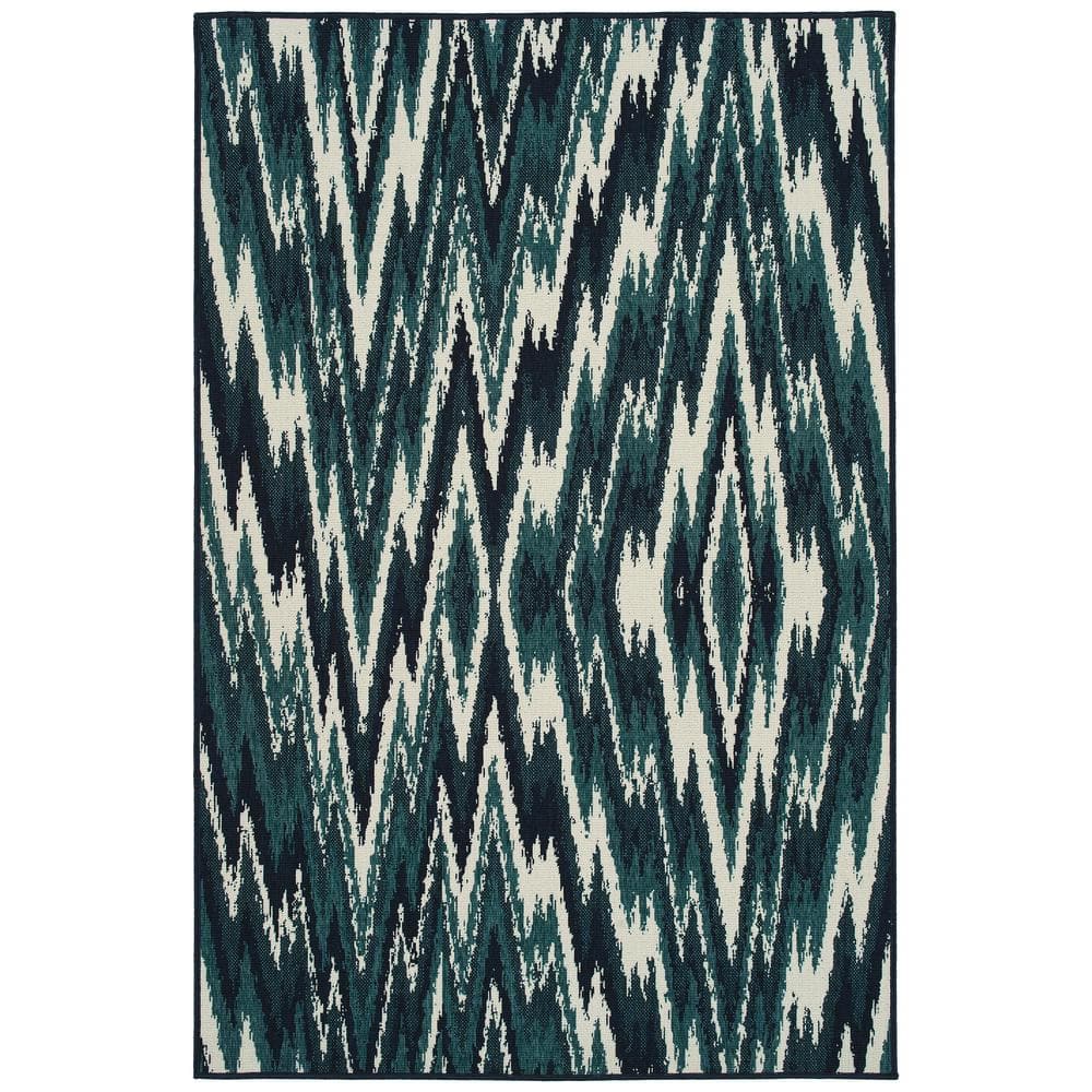 "Pianta Collection Teal 3'11"" x 5'7"" Rectangle Residential Indoor-Outdoor Area Rug" price history on PriceWatchPro