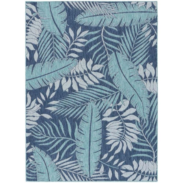 Nourison Garden Oasis Navy 6 ft. x 9 ft. Nature-inspired Contemporary Area Rug