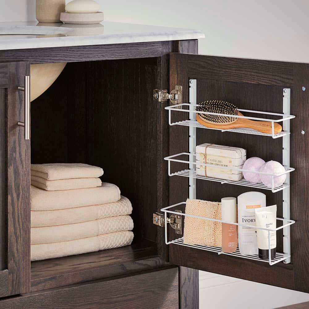 Adjustable White Metal 3-Shelf Wall Spice Rack