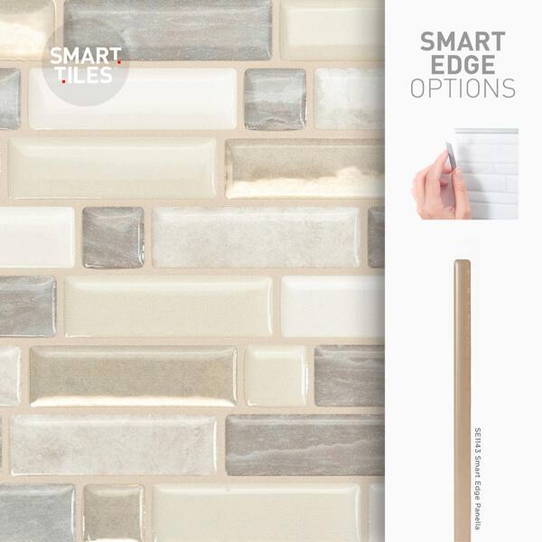Smart Tiles Bellagio Keystone Beige, Bronze, Brown 10-in x 10-in Glossy Resin Mixed Pattern Peel and Stick Wall Tile (2.65-sq. ft/ Carton)