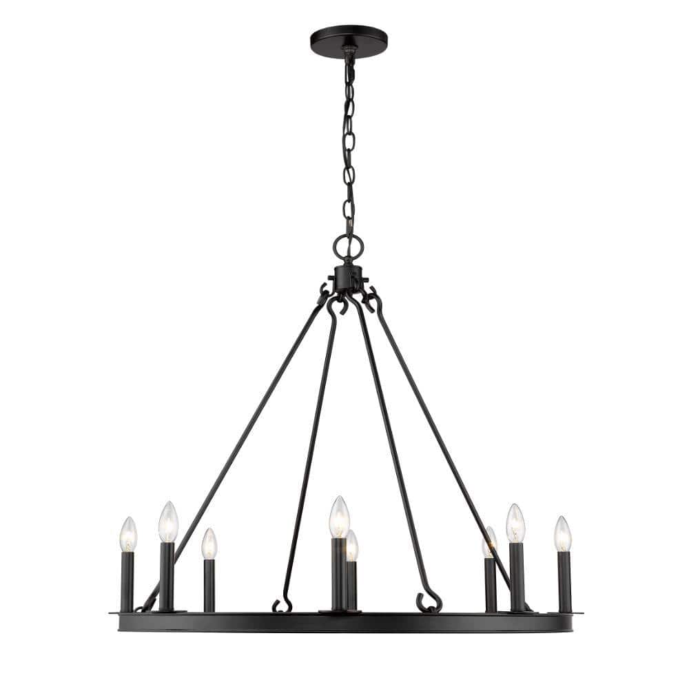 Matte Black 8-Light Candle-Inspired Chandelier