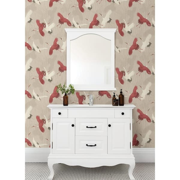 Kusama Beige Neutral Crane Textured Non-Pasted Non-Woven Wallpaper Sample