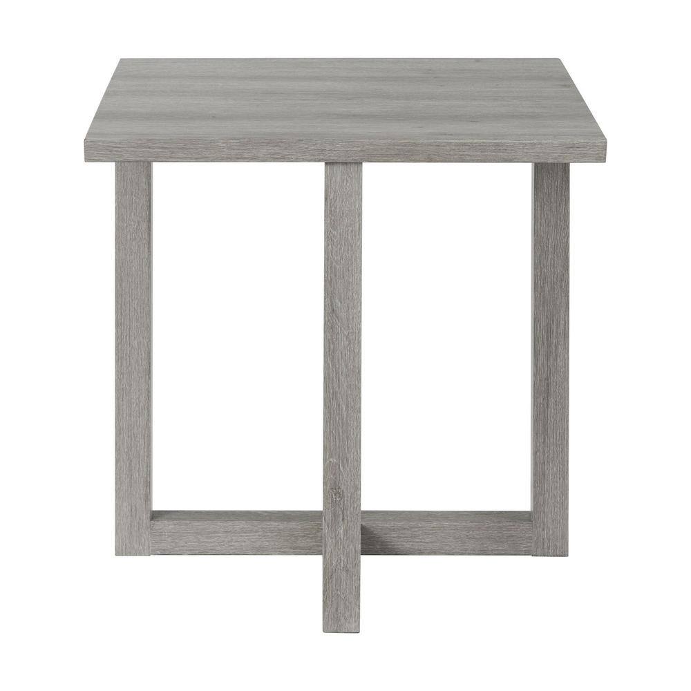 Transitional Dawson Square End Table in Weathered Gray Wood
