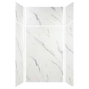 Expressions 36 in. x 48 in. x 96 in. 4-Piece Easy Up Adhesive Alcove Shower Wall Surround in Bianca