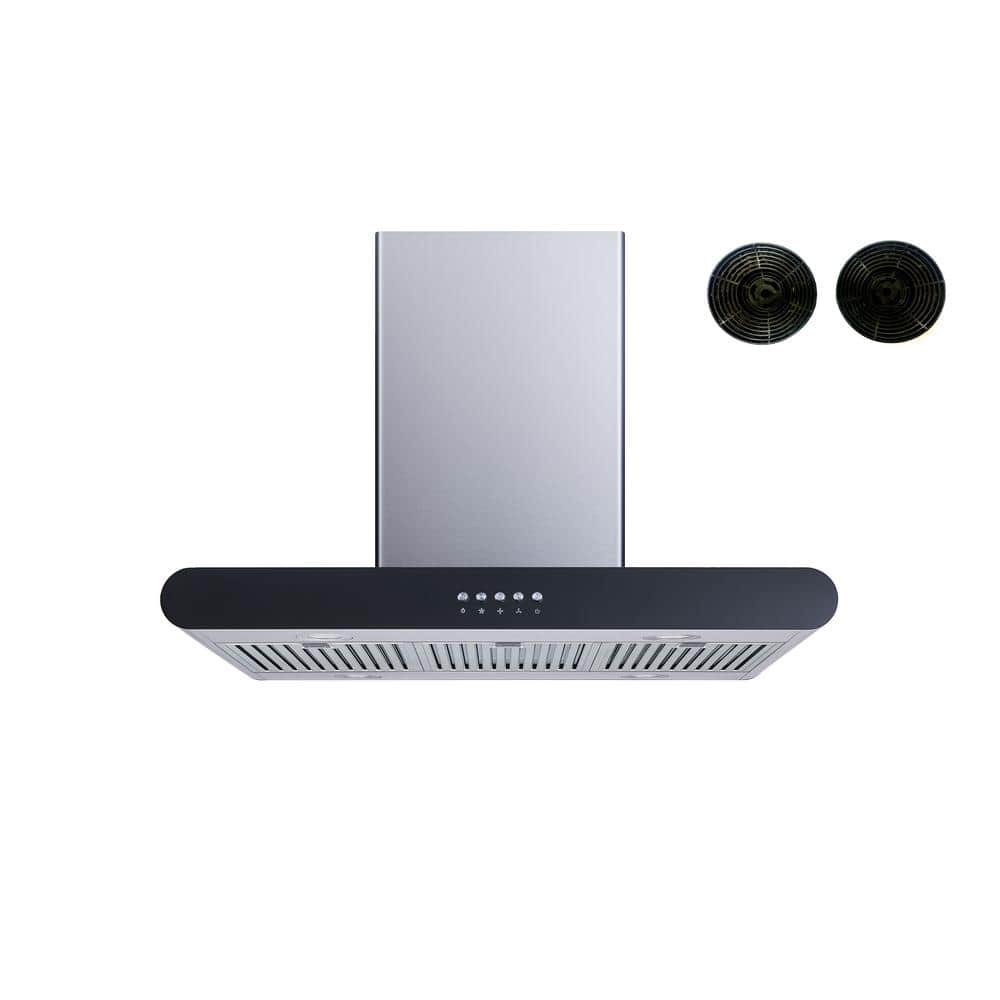 30 in. Convertible Island Mount Range Hood in Stainless Steel with Stainless Steel Baffle Filters and Carbon Filters
