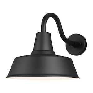 Barn Light 1-Light Matte Black Modern Farmhouse Outdoor Wall Mount Lantern Sconce with LED Bulb Included
