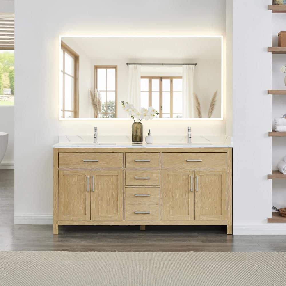 Beckett 72 in. Double Freestanding Whitewashed Oak Bath Vanity with Top price history on PriceWatchPro
