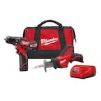 M12 12-Volt Lithium-Ion Cordless Drill/Driver and HACKZALL Combo Kit (2-Tool) with Two 1.5 Ah Batteries, Charger and Bag
