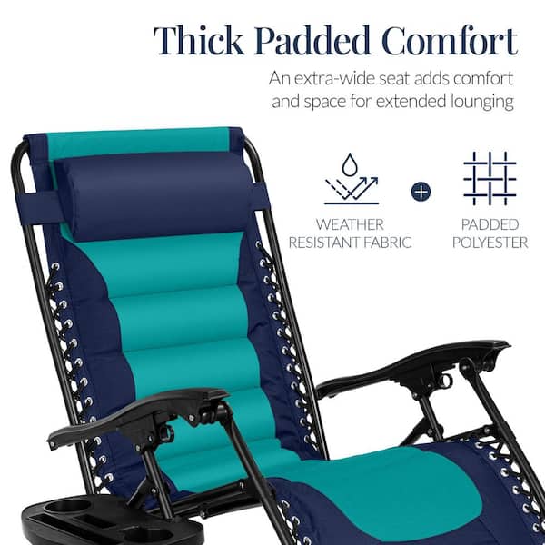 Best Choice Products Oversized Padded Zero Gravity Navy/Teal Metal