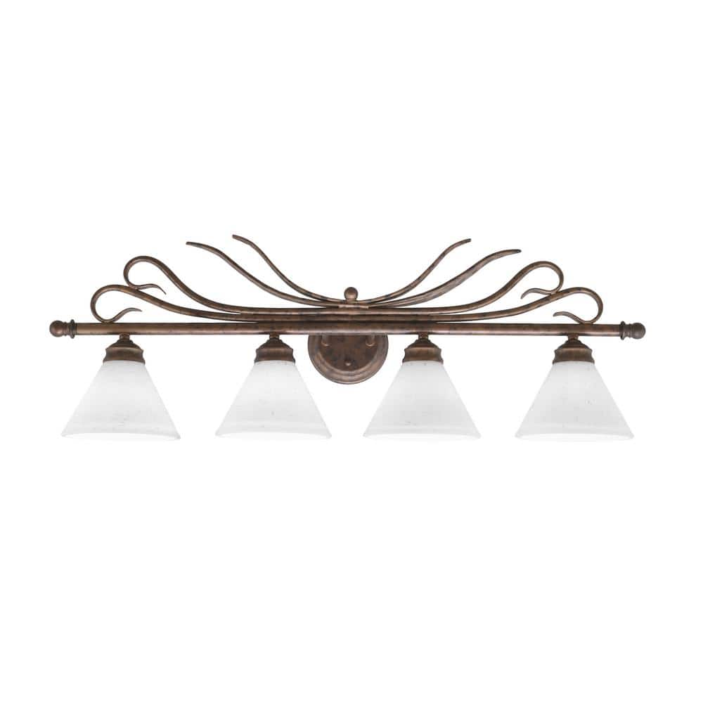Olympia 35.25 in. 4-Light Bronze Vanity Light with White Muslin Glass Shade