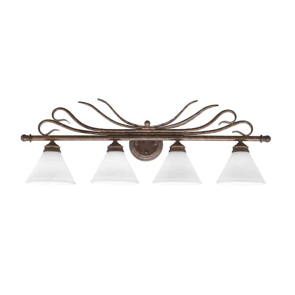 Unbranded Olympia 35.25 in. 4-Light Bronze Vanity Light with White Muslin Glass Shades