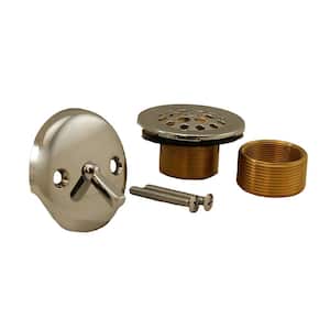 Trip Lever Bath Tub Drain Conversion Kit with 2-Hole Overflow Plate in Chrome Plated