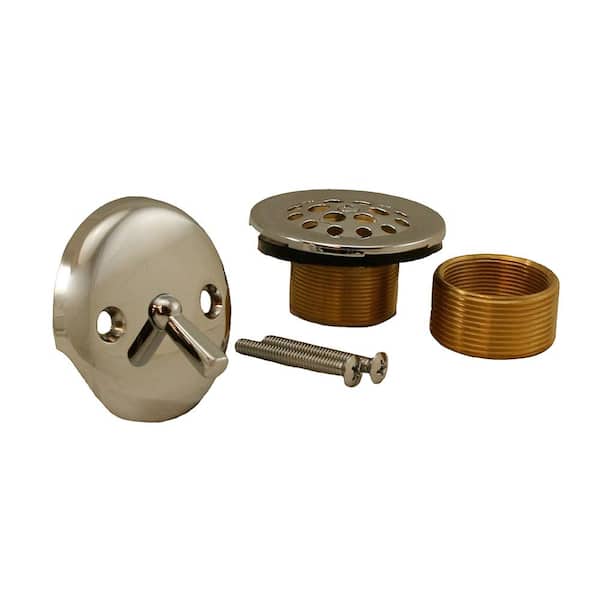 JONES STEPHENS Trip Lever Bath Tub Drain Conversion Kit with 2-Hole Overflow Plate in Chrome Plated