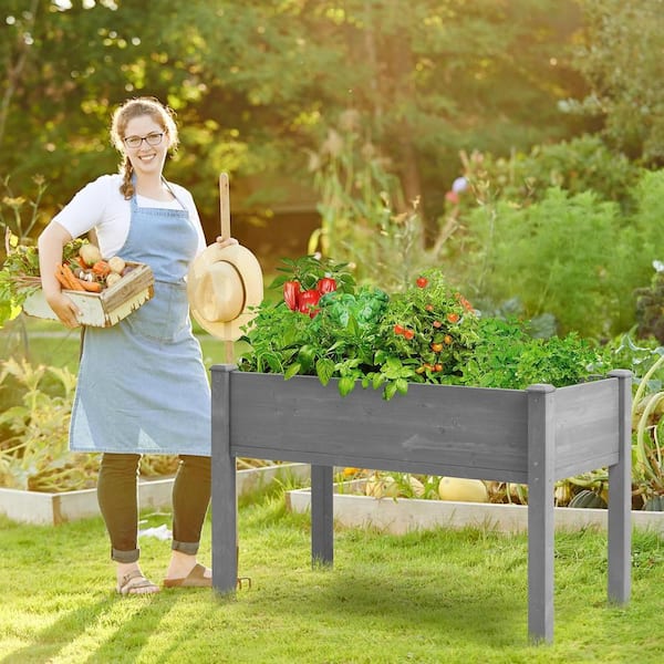 AUTMOON 4 ft. Wood Raised Garden Bed
