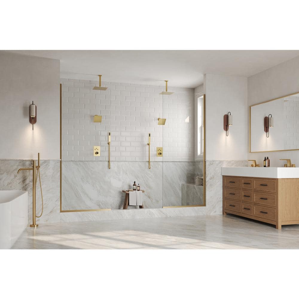 Grandjoy Brushed Gold Dual Shower Head System with Handheld Spray